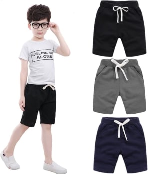 Kit 3 Bermudas Moletom Algodão Confortável - Infantil