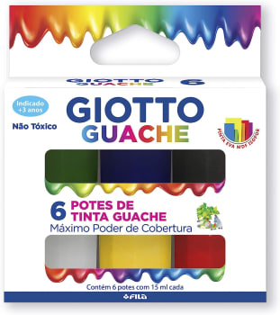 2 Unidades — GIOTTO Tempera Tinta Guache em Pote de 15ml 6 Cores