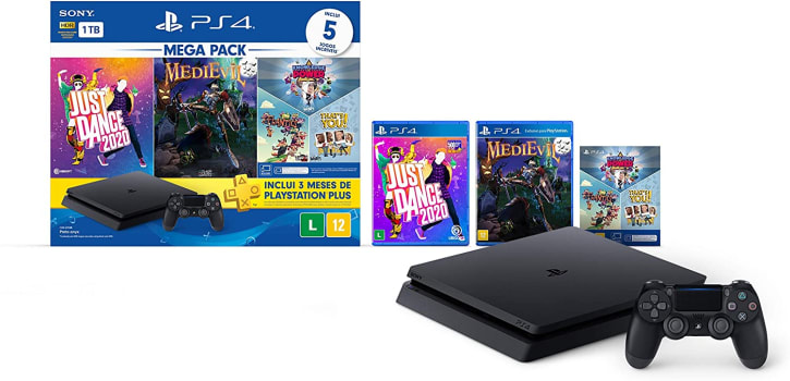 Console PlayStation 4 1TB Bundle 11 - Just Dance 2020, Medievil, Knowledge is Power +Frantics + That's You! - PlayStation 4