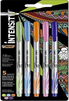 Caneta Hidrográfica BIC Intensity, 5 Cores Vibrantes, Ponta Média De 1.0mm