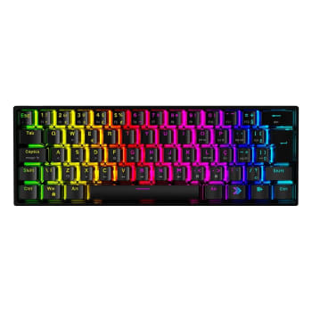 Teclado Mecânico Gamer KBM! GAMING TG600 Preto 60% e ABNT2 RGB Switch Gateron Red - KGTG600PTVR