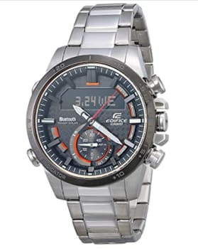  CASIO Relógio masculino de quartzo Edifice com pulseira de aço inoxidável, prata, 22 (modelo: ECB-800DB-1ACF) 