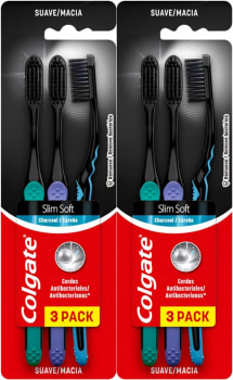 Escova de Dente Slim Soft Black Colgate - 6 Unidades