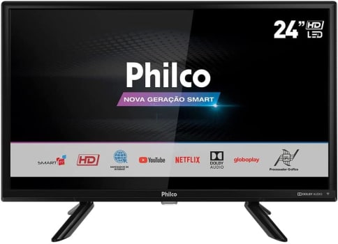 Smart TV LED 24" Philco Conversor Digital HD com 2 HDMI