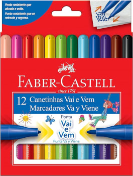 Canetinha Vai e Vem 12 Cores, Faber-Castell, 15.0112VVZF, Multicor