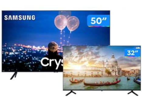 Combo Smart TV Crystal UHD 4K LED 50” Samsung - 50TU8000 Wi-Fi + Smart TV HD D-LED 32” Philco - Magazine Ofertaesperta
