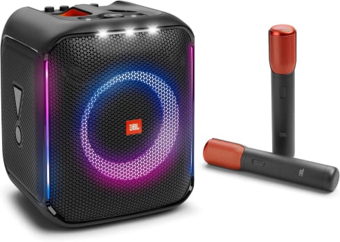 Caixa de Som + 2 Microfones Sem Fio JBL Partybox Encore Light Show Bluetooth USB 100W RMS