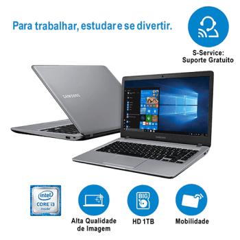 Notebook Samsung Essentials E35S Intel Core i3 4GB 1TB Tela LED HD 14'' Windows 10 Cinza - Samsung