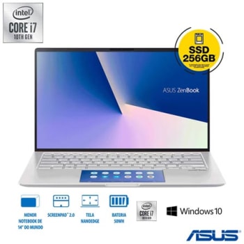 Notebook Asus ZenBook 14, Intel® Core™ i7-10510U, 8GB, 256GB SSD, 14", Segunda Tela ScreenPad 2.0 - UX434FAC-A6339T