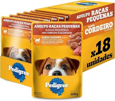 Pack Ração Úmida Pedigree Sachê Cordeiro ao Molho para Cães Adultos de Raças Pequenas 100 g - 18 unidades