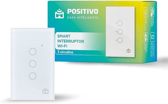 Smart Interruptor Wi-Fi Positivo Casa Inteligente, 3 Módulos, Touch, Branco - Compatível com Alexa