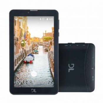 Tablet DL Mobi Tab com Função Celular Preto, Tela de 7", Processador Quad Core, 8GB de memória, Android 7.0, 3G, Dual Chip e Bluetooth - TX384PRE