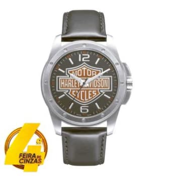 Relógio Masculino Analógico Bulova Social Harley Davidson,  Pulseira de Couro Preto, Caixa de 4,2 cm, Resistente a Agua 50M WH300197