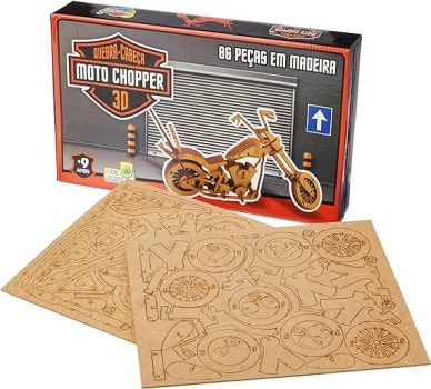 Quebra-Cabeça 3D Moto Chopper, 86 Peças, Aquarela Brinquedos