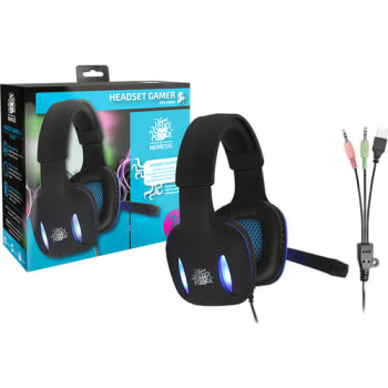 Headset Gamer Preto com Luz de Led Azul NM-2190 - Nemesis
