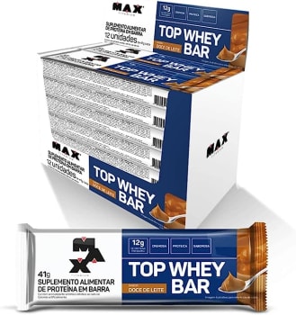 Top Whey Bar - 12 Unidades de 41g Doce de Leite - Max Titanium