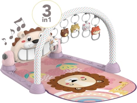 Maxi Baby Tapete de Atividades Bebê Piano Musical Lion (Rosa)