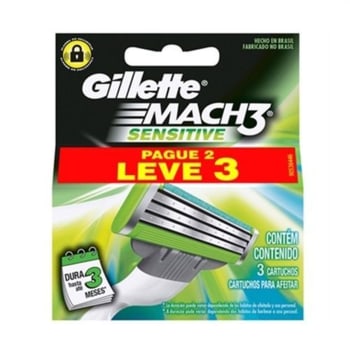[Primeira Compra] 6 Cargas Gillette Mach 3 Sensitive    