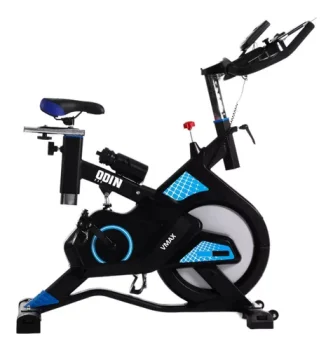 Bicicleta Ergométrica para Spinning VMAX Odin Fit, Suporta Até 120 KG, Roda De Inércia 13 KG (Preta/Azul)