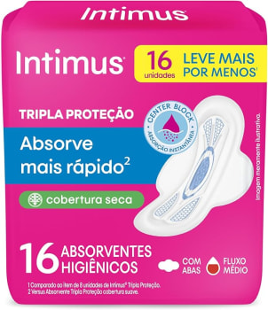 Absorvente Externo Intimus Tripla Proteção Seca com Abas Leve 16 Pague 14