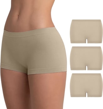 Kit 3 Calcinhas Boxer Loba Sem Costura Forro de Algodão Lupo Feminino Adulto, Tamanhos P ao GG (Disponível Em 5 Cores)