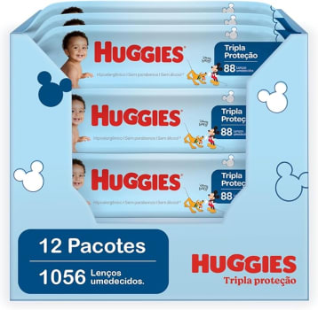 Kit Huggies Lenço Umedecido Tripla Proteção Regular 1056 unidades