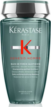 Kérastase Shampoo Genesis Homme Bain de Force Quotidien, Cabelos com queda, Prevenção da queda, Creatina, Raiz de gengibre, 250 ml