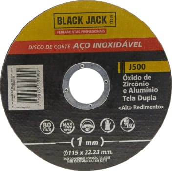 2 Unidades — Disco De Corte Para Aço Inox 115 X 1 X 22. 23 Mm, Black Jack J500