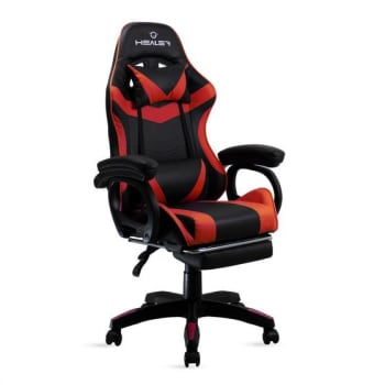 Cadeira Gamer Vermelho e Preto Healer Level Reclinável Giratória com apoio de pés - Cadeira de Escritório - Magazine {{route.pmdStoreName}}Logo LuLogo Magalu