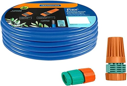 Mangueira Flex Azul em Pvc 2 Camadas para Jardim 30m com Engate Rosqueado e Esguicho - Tramontina