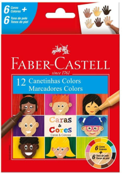  Canetinha, Faber-Castell, Caras & Cores, 15.0112CCZF, 6 Cores + 6 Tons de Pele 
