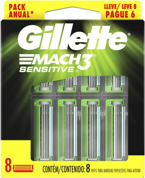 Carga para Aparelho de Barbear Mach3 Sensitive 8 Unidades - Gillette