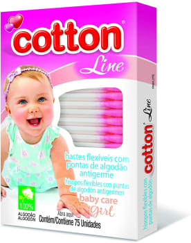 2 unidades - Hastes Flexíveis Cartucho Com Visor Baby Care Girl Com75 Unid., Cotton Line