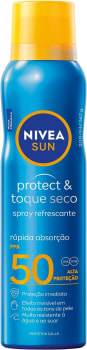 NIVEA SUN Protetor Solar Spray Protect & Toque Seco FPS 50 200ml - FPS 50, sensação refrescante na pele, rápida absorção, não oleoso, alta proteção UVA/UVB, muito resistente à água, embalagem spray