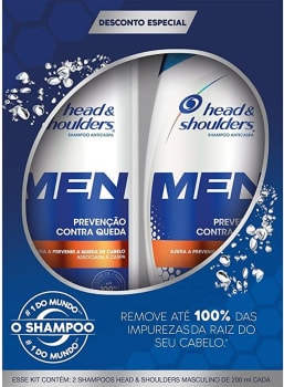 Kit 2 Unidades Shampoo Masculino Antiqueda Head & Shoulders Prevençao Contra Queda Shampoo Anticaspa 200ml