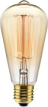 Lâmpada Filamento Carbono St64 40w 127v 2000k Elgin 110v Ambar Luz Amarela Quente - Vintage Retrô Decoração