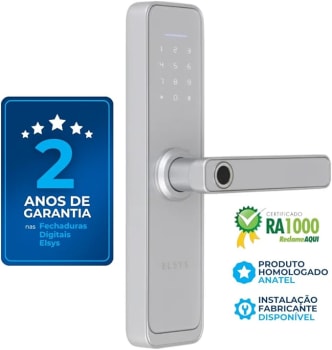 Fechadura Digital de Embutir Wi-Fi com Biometria, Elsys, ESF-DE4000B, Prata - Abertura via Biometria, Senha Numérica e Aplicativo