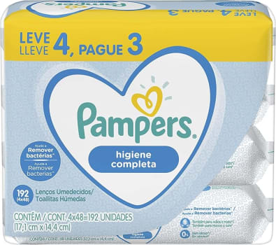 Lenços Umedecidos Pampers Higiene Completa - 192 lenços