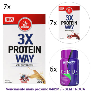 Kit Midway Way Protein 3X + Way Protein 3X + Redux Way 60 Cáps