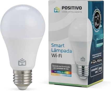 Smart Lâmpada Wi-Fi Positivo Casa Inteligente, Configuração Livre de Frustração, Branca Quente e Fria, Colorido RGB, LED 9W, Bivolt - Compatível apenas com Alexa