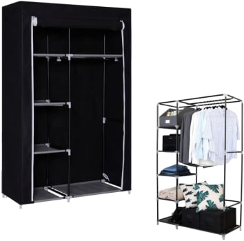 Guarda Roupa Dobrável Armário Organizador de Roupas 2 Portas (Preto)