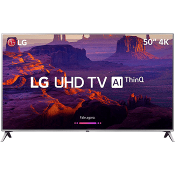 Smart TV LED 50" LG 50UK6510 Ultra HD 4k com Conversor Digital 4 HDMI 2 USB Wi-Fi ThinQ AI WebOS 4.0 60Hz  Inteligencia Artificial  - Prata