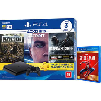 Console Playstation 4 Slim 1TB Hits Bundle 5 + Controle Dualchock 4 + Game Marvel's Spider-Man - GOTY - PS4