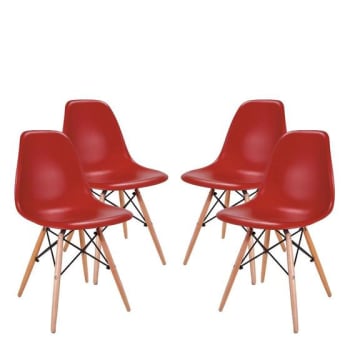 Conjunto 4 Cadeiras Eames Eiffel com pés de madeira - Vermelho - Healer - Outros Móveis - Magazine OfertaespertaLogo LuLogo Magalu