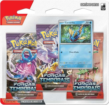 Triple Pack Pokémon Tcg Carvanha Escarlate E Violeta 5 Forcas Temporais, Cor: Estampado - Copag