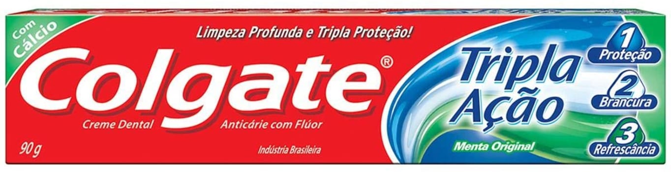 06 Unidades de Creme Dental Colgate Tripla Ação Menta Original 90g cada