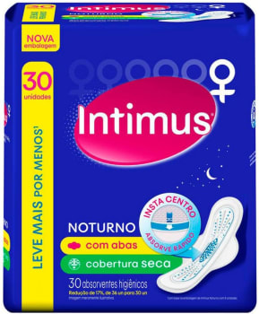 2 Pacotes — Absorvente Kimberly Externo Intimus Noturno Seca com Abas - 30 Unidades