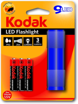 Lanterna 9 LED e 3 Pilhas AAA Palito Comum, Kodak, 30412514, Azul