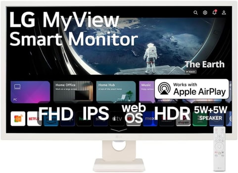 Monitor LG MyView Smart - Tela IPS de 32”, FHD, WebOS, ThinQ Home, Air Play 2, Screen Share, Bluetooth - 32SR50F-W