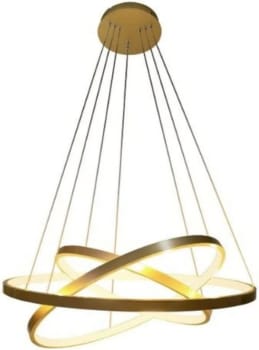 Lustre Led Moderno Pendente Anéis 89w 3 Arcos Dourado